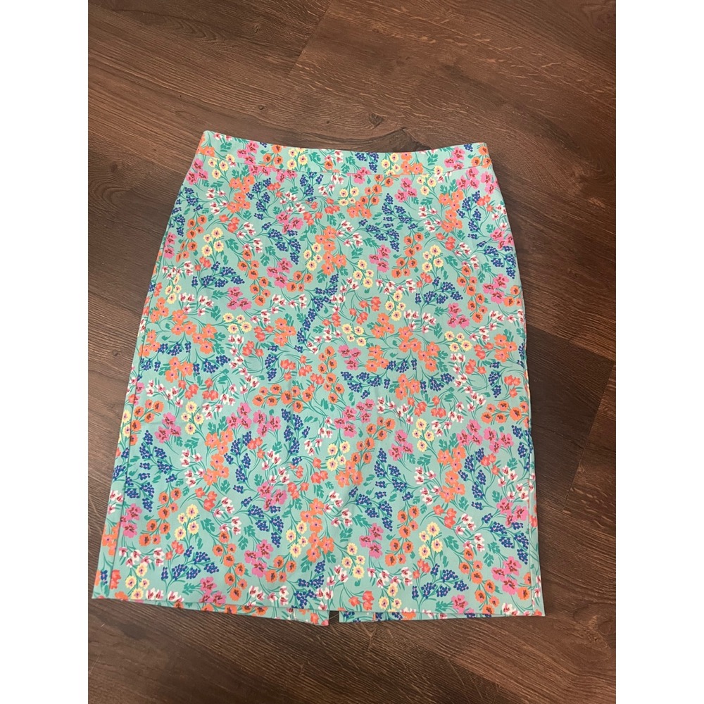 J.Crew‎ Womens Floral Pencil Skirt Aqua Blue Pink Orange BF949 Size 6 NWT